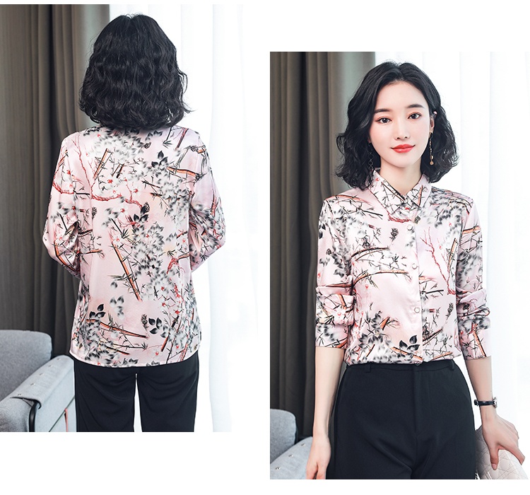 Autumn fashion shirt slim real silk tops for women