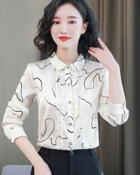 Silk real silk shirt slim tops for women