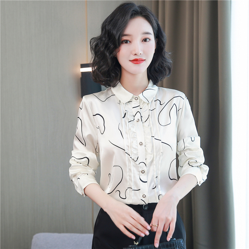 Silk real silk shirt slim tops for women
