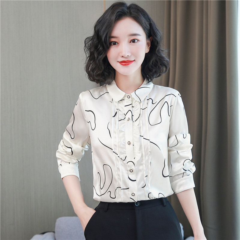 Silk real silk shirt slim tops for women