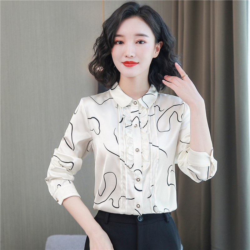 Silk real silk shirt slim tops for women