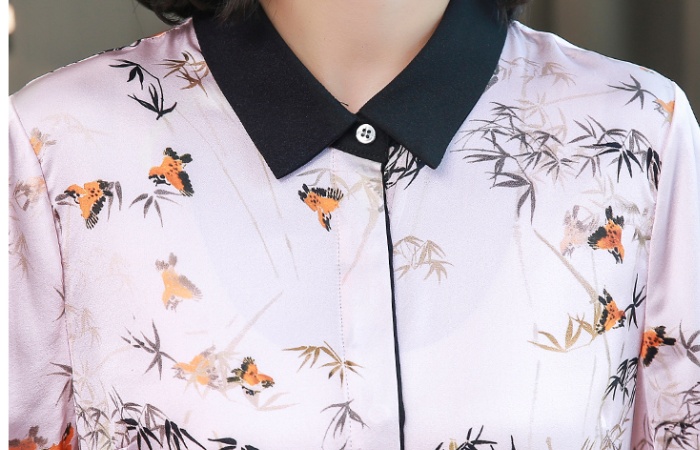 Satin silk real silk tops long sleeve fashion autumn shirt