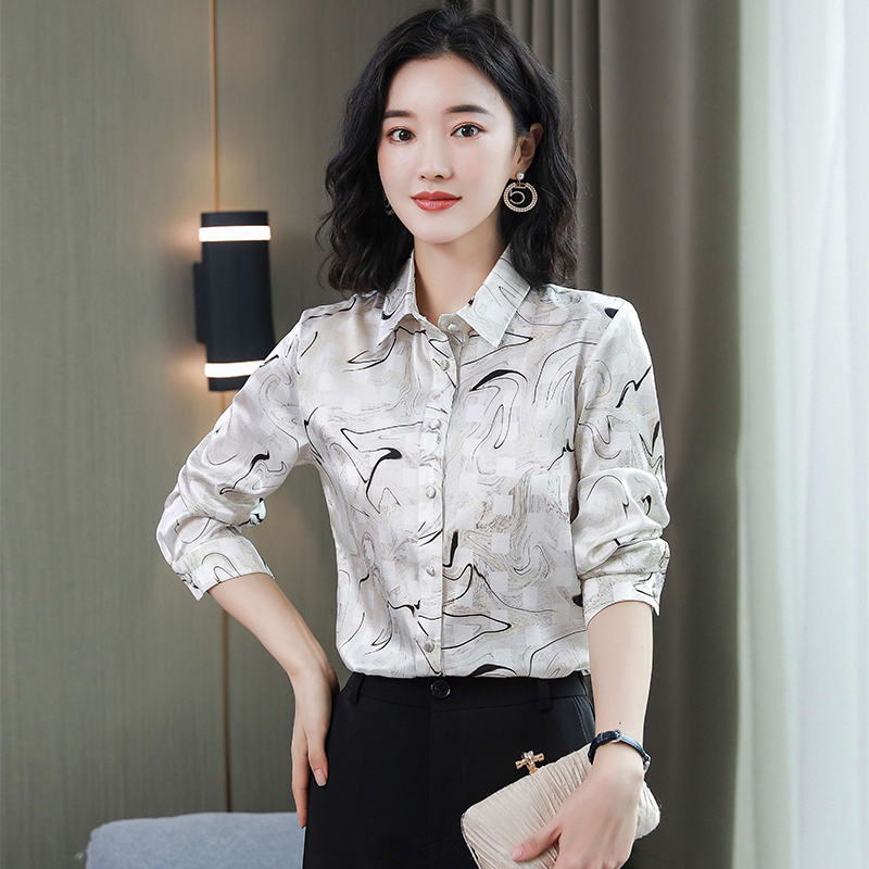 Real silk shirt Western style tops for women