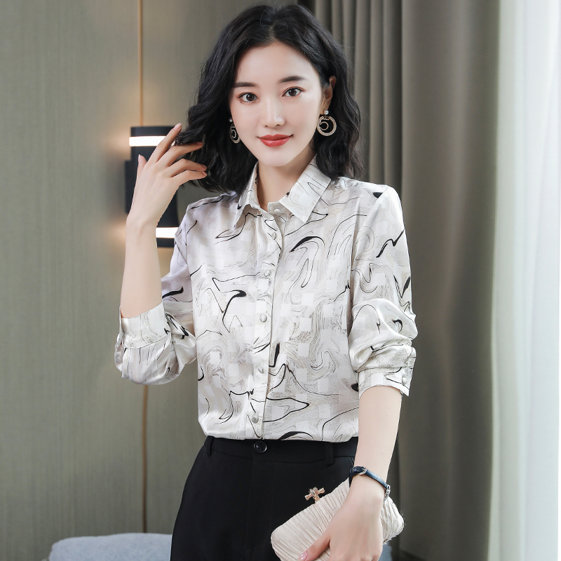 Real silk shirt Western style tops for women