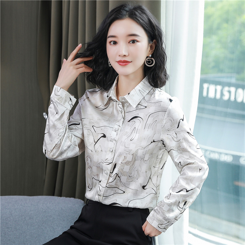 Real silk shirt Western style tops for women