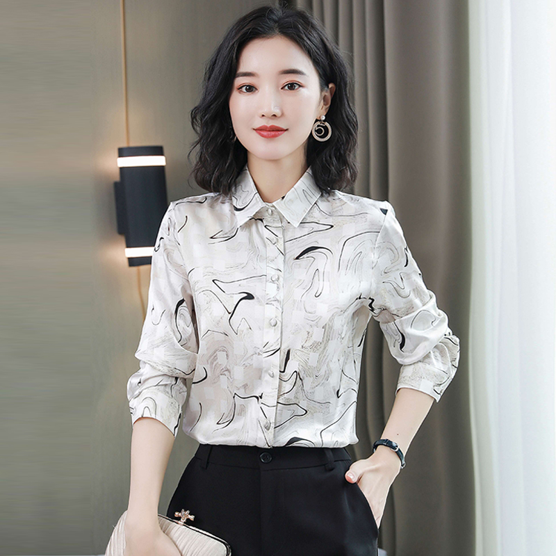 Real silk shirt Western style tops for women