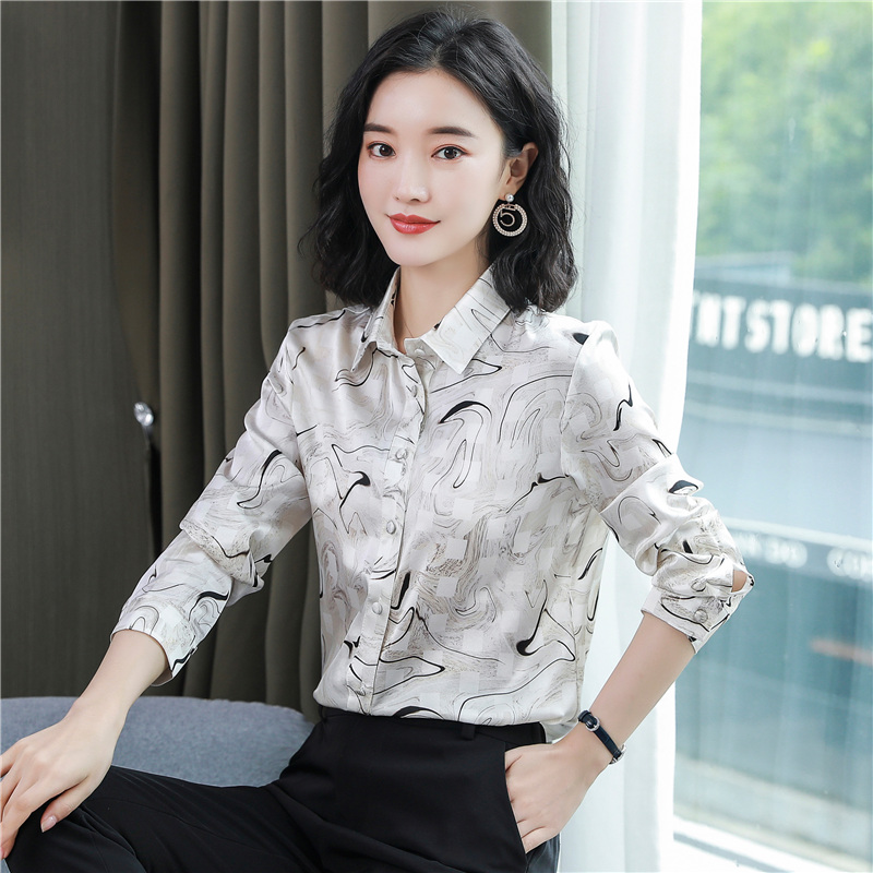 Real silk shirt Western style tops for women