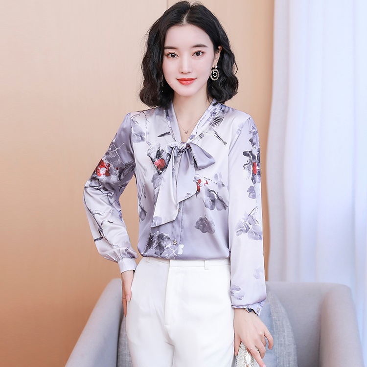 Fashion small shirt real silk tops for women