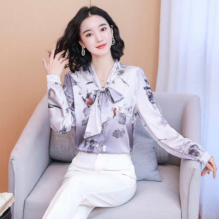 Fashion small shirt real silk tops for women
