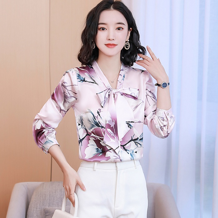 Fashion small shirt real silk tops for women