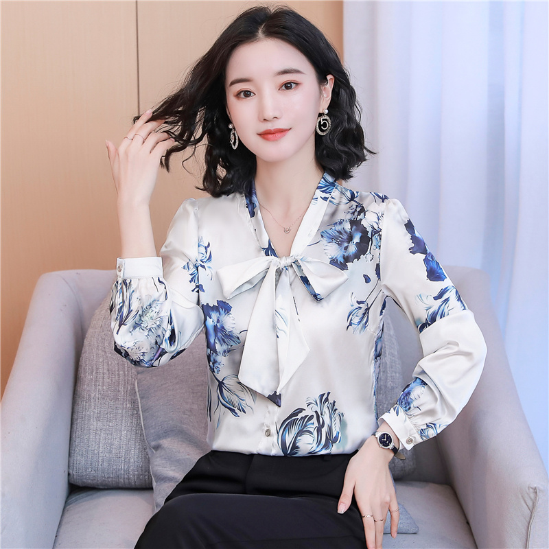 Fashion small shirt real silk tops for women