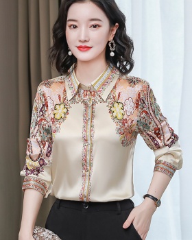 Long sleeve tops real silk small shirt for women