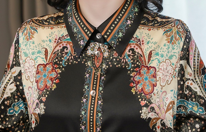 Long sleeve tops real silk small shirt for women