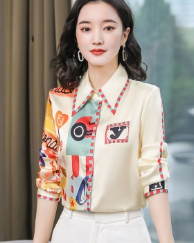 Autumn Western style silk real silk fashion shirt for women