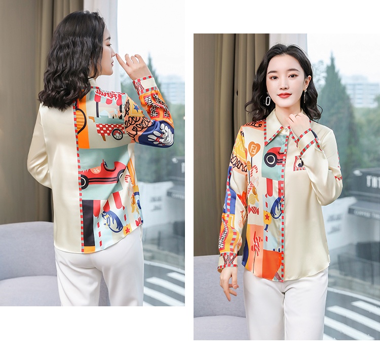 Autumn Western style silk real silk fashion shirt for women