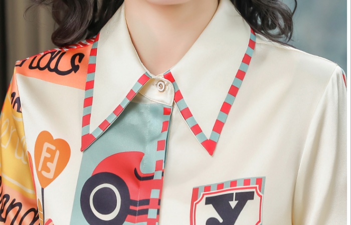 Autumn Western style silk real silk fashion shirt for women
