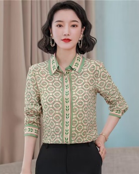 Silk loose tops long sleeve fashion shirt for women