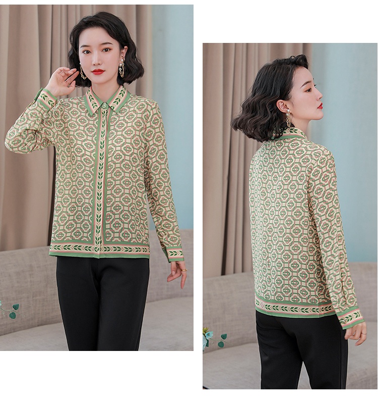 Silk loose tops long sleeve fashion shirt for women