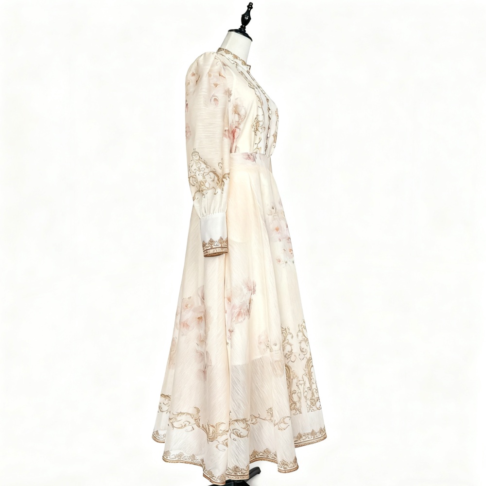 Long printing shirt half elastic waist skirt a set