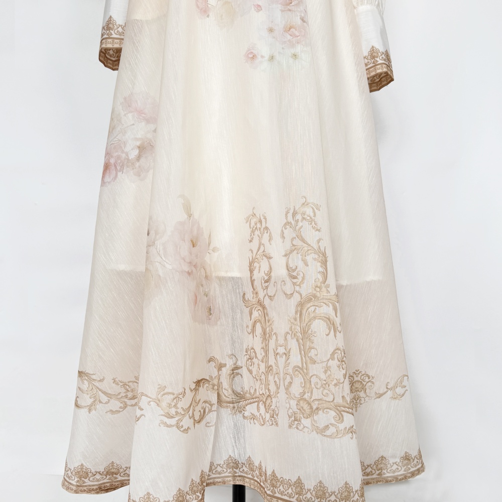 Long printing shirt half elastic waist skirt a set
