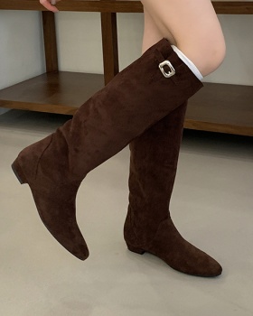 All-match flat Korean style metal buckles boots