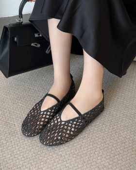 Mesh flat hollow weave breathable low shoes for women