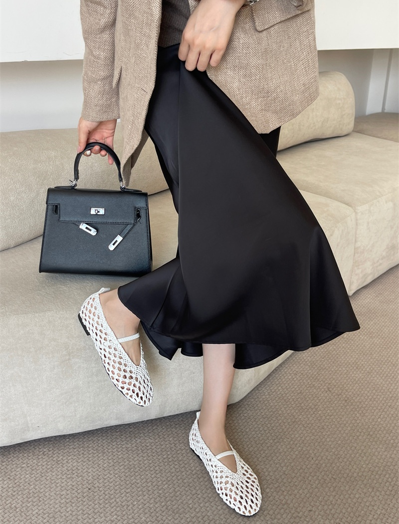 Mesh flat hollow weave breathable low shoes for women