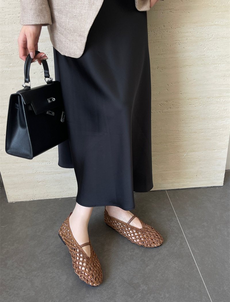 Mesh flat hollow weave breathable low shoes for women