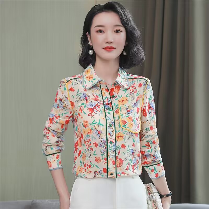 Fashion printing shirt spring and autumn niche tops for women