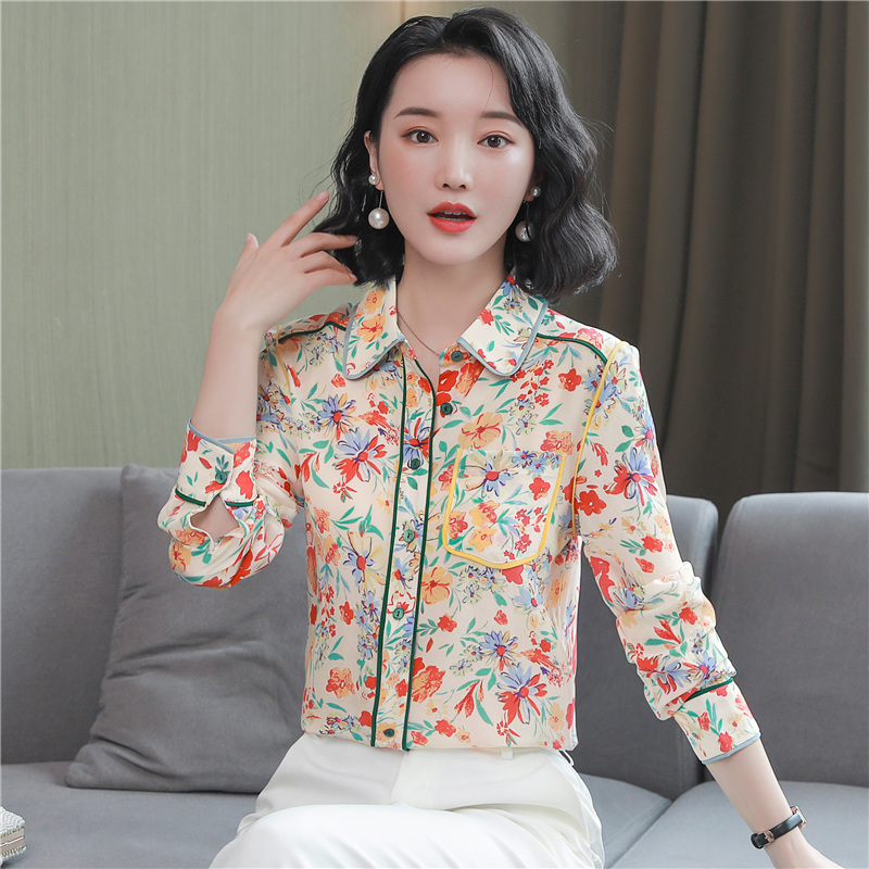 Fashion printing shirt spring and autumn niche tops for women
