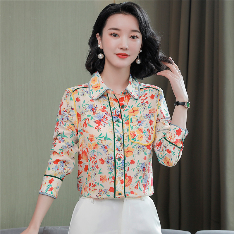 Fashion printing shirt spring and autumn niche tops for women