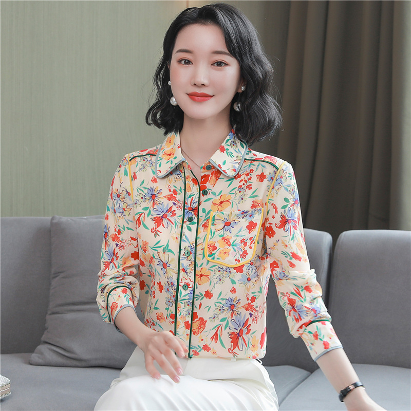 Fashion printing shirt spring and autumn niche tops for women