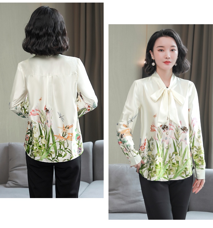 Spring real silk shirt Western style silk tops for women