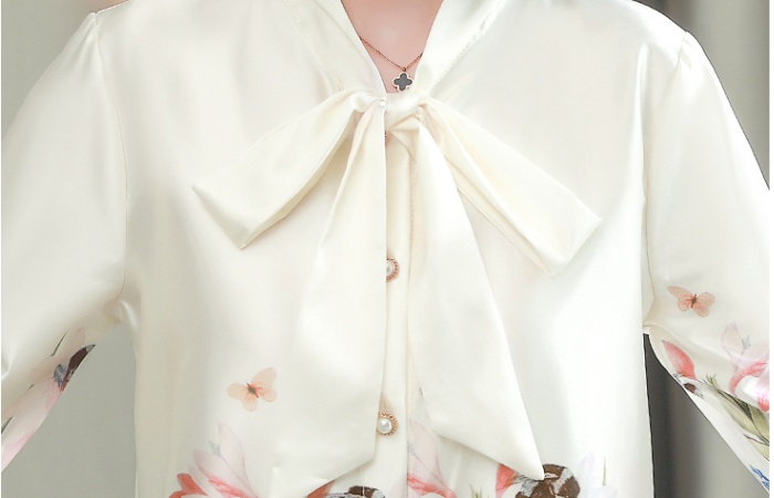 Spring real silk shirt Western style silk tops for women