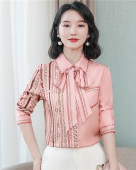 Loose silk tops real silk printing shirt for women