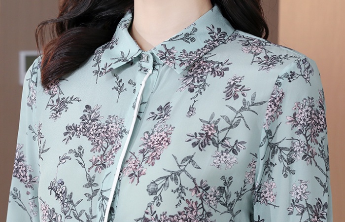 Retro autumn shirt temperament real silk tops