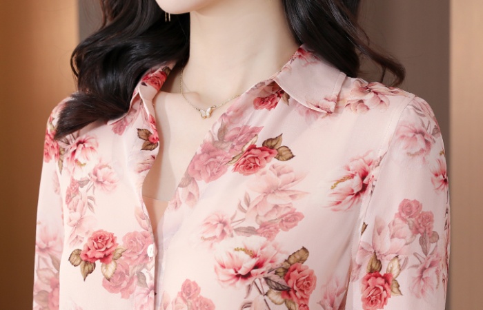 Real silk autumn shirt Western style tops for women
