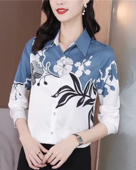 Printing silk shirt Korean style tops