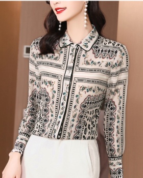 Real silk niche silk tops long sleeve all-match shirt for women