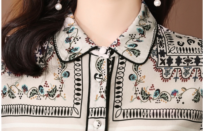 Real silk niche silk tops long sleeve all-match shirt for women