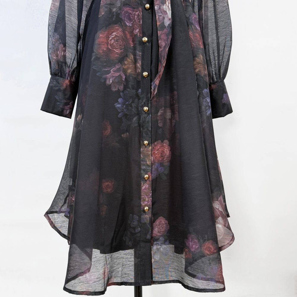 Light luxury single-breasted shirt niche long dress for women