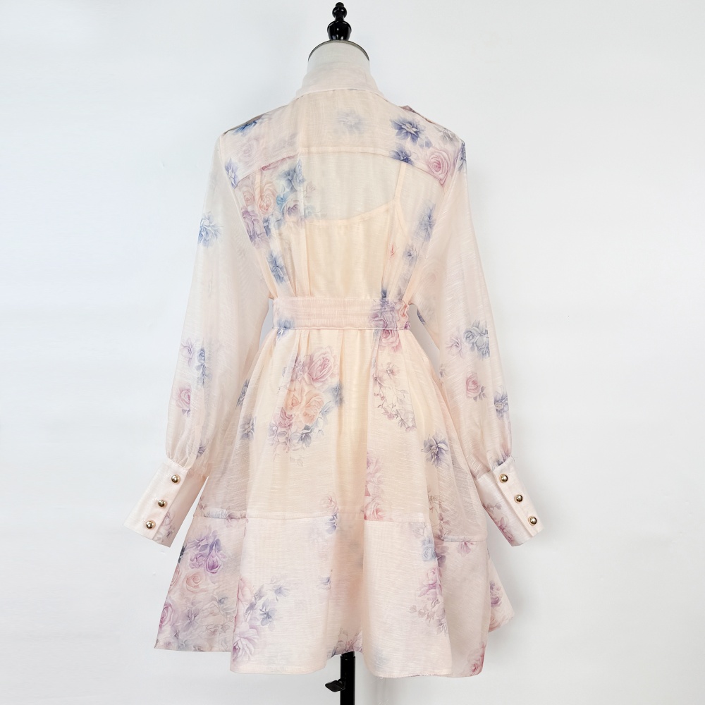 Elegant slim vacation T-back light luxury travel dress