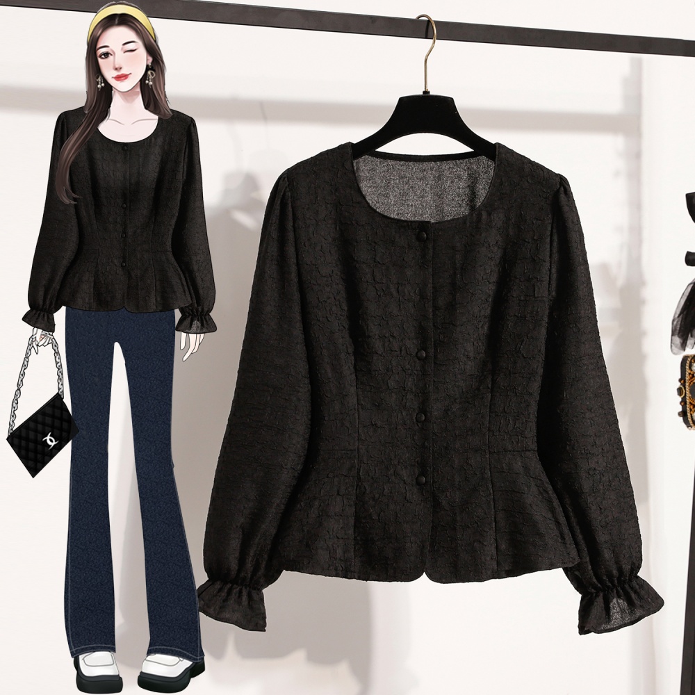 Niche slim tops large yard pinched waist shirt