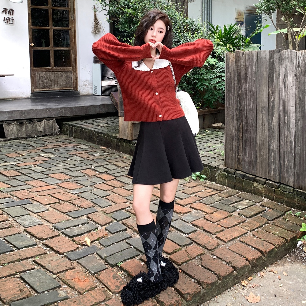 Black Cover belly skirt A-line puff skirt for women