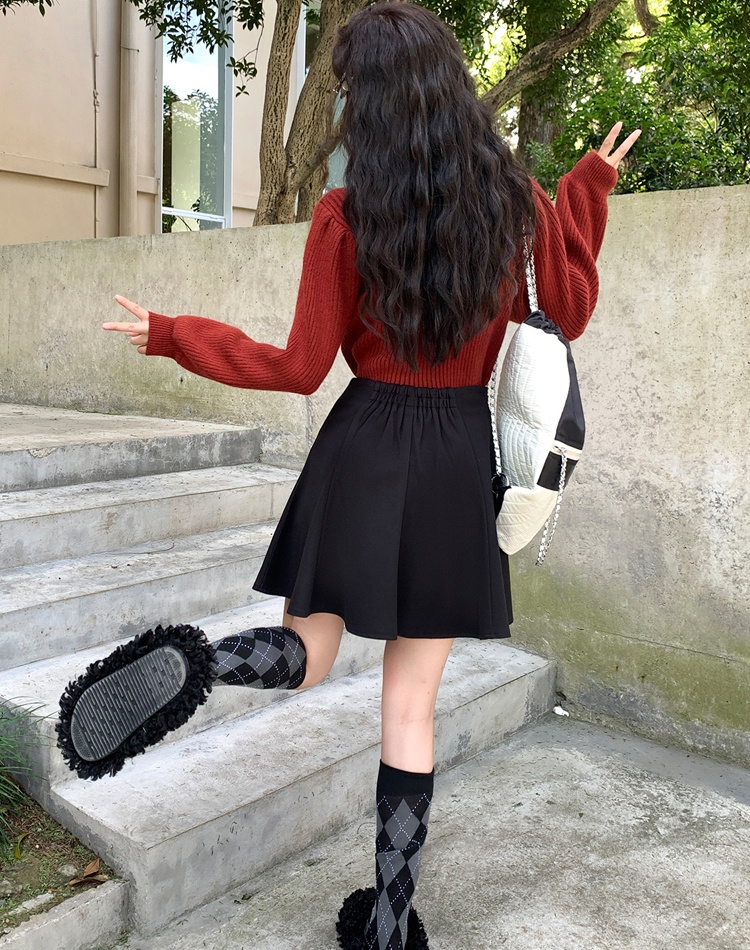 Black Cover belly skirt A-line puff skirt for women