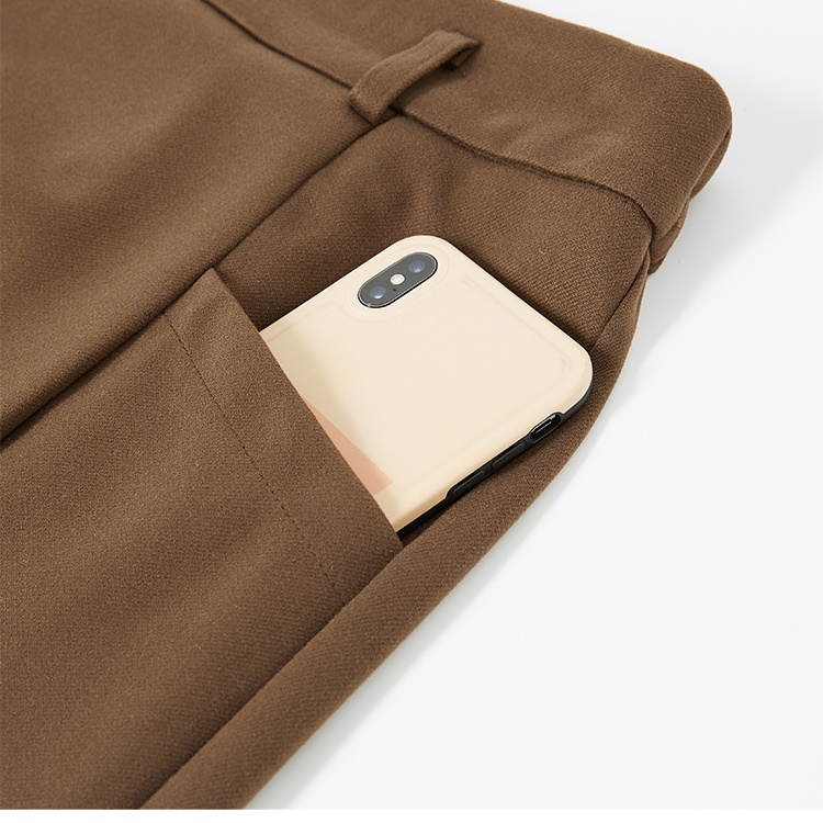 Woolen slim A-line high waist skirt for women