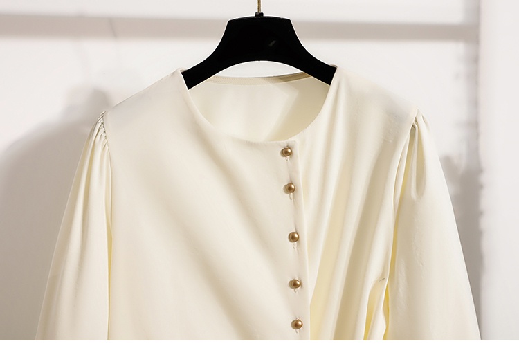 Bow France style slim shirt Casual long sleeve tops