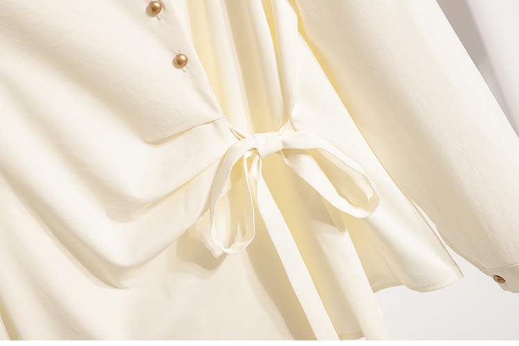 Bow France style slim shirt Casual long sleeve tops