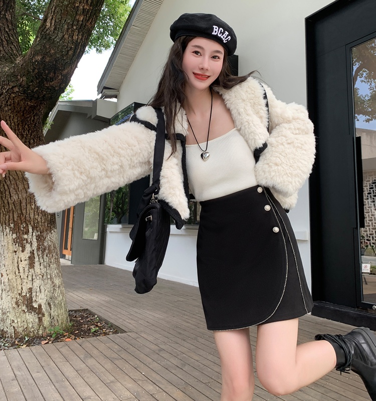 Autumn and winter A-line short skirt woolen skirt for women