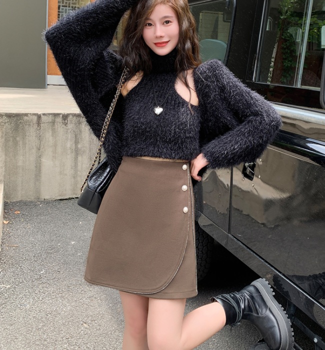 Autumn and winter A-line short skirt woolen skirt for women